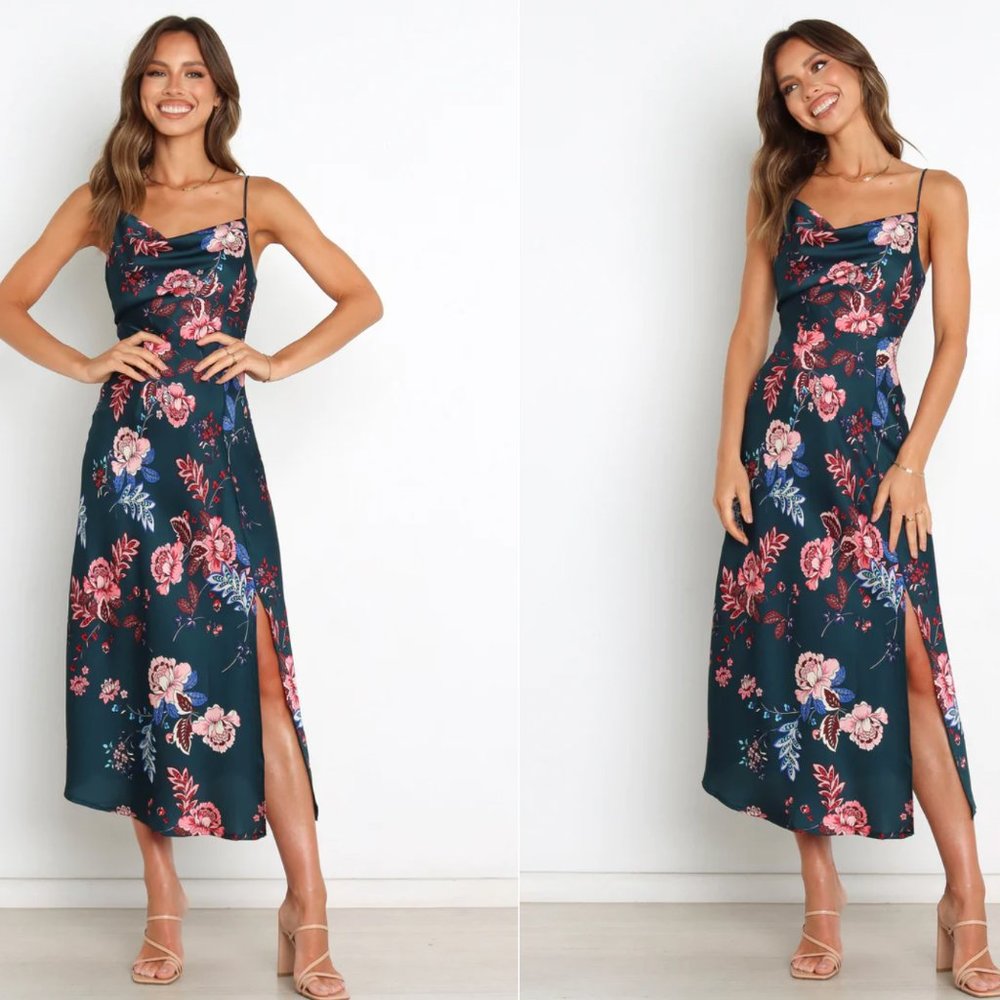 Petal + Pup Alejandra Cowl Neck Midi Dress - Emerald - Size 4